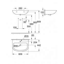 Grohe Lavabo suspendu 60 cm Bau Ceramic Blanc Alpin (39421000)
