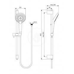 Ensemble de douche Circle, tige de 600 mm avec douchette, 3 jets, chrome (B1761AA)
