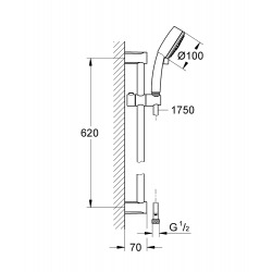 New Tempesta Cosmopolitan 100 Ensemble rail de douche à deux jets, chromé (26076002)