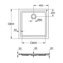 receveur en acrylique 800 X 800 blanc alpin (39302000)