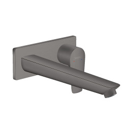 Hansgrohe Talis E Mitigeur de lavabo encastré mural noir brossé, bec 225mm, bonde à écoulement libre (71734340)