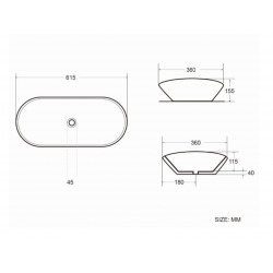 Vasque à poser Infinitio 61,5 x 36 x 15,5 cm, sans trop-plein, blanc brillant (SATINF61536)