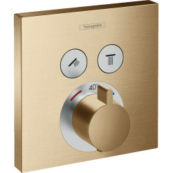 Hansgrohe ShowerSelect Set de finition pour mitigeur thermostatique encastré avec 2 fonctions, Bronze brossé (15763140)