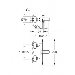 Grohtherm 800 cosmopolitan, mitigeur thermostatique bain/douche 1/2, chrome (34772000)