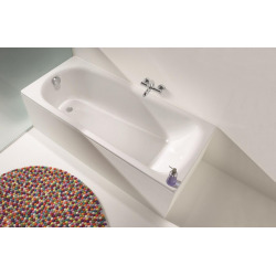 Eurowa Baignoire droite avec pieds 170 x 70 cm en acier émaillé, Blanc alpin (119800010001-SET)