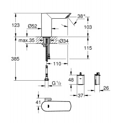 Bau Cosmopolitan E Lot de 2 mitigeurs lavabo infrarouge 1/2″ avec limiteur de température ajustable, Chromé (36451000-DUO)