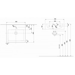 Twins Lavabo rectangulaire 50x46cm avec trop-plein (L51150000)