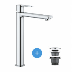 Grohe Lineare Set Mitigeur Monocommande Lavabo Taille XL + Bonde clic clac Grohe pour lavabo avec trop-plein (23405001-CLICCLAC)