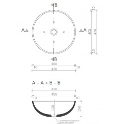Cemento vasque à poser en béton ciré 42x42 cm, finition anthracite mat sans trop-plein (CEM4242A)