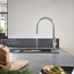  Talis M54 Mitigeur de cuisine 210, avec douchette extractible 2 jets, Chromé (72800000)