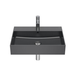 Roca Inspira Lavabo en Fineceramic avec trop-plein 49x60cm, autoportant ou à poser, Onyx (A32752C640)