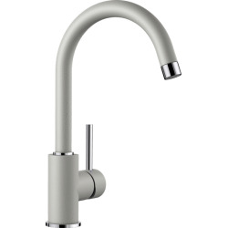 Blanco Mitigeur MIDA en Silgranit avec col de cygne orientable à 360°, Gris perle (520748)