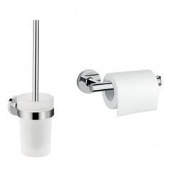 Logis Universal - Pack support de rouleau de rechange + Brosse WC, Chrome (41722000-DUOLOGIS3)