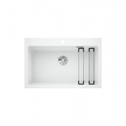 Blanco Evier ETAGON 8 PuraDur en Silgranit 78x51cm avec cuve à étages + 2 rails en inox inclus, Blanc (525191)