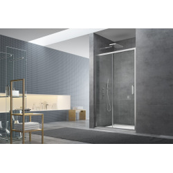 Swiss Aqua Technologies Tex Porte coulissante de douche verre trempé transparent avec glissières silencieuses 100x195cm, Chrome (SIKOTEXD100CRT)