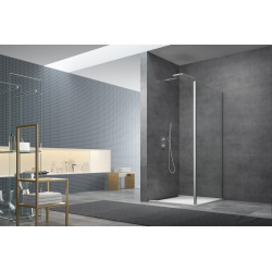 Swiss Aqua Technologies Tex Paroi latérale en verre transparent EasyClean + Profilé chrome, 80x195cm (SIKOSTENATEXD80)