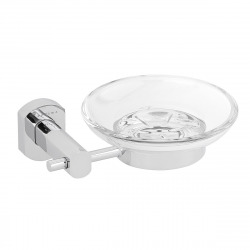 Optima Cube Way Porte-savon mural en verre et métal, Chrome (SPI39)