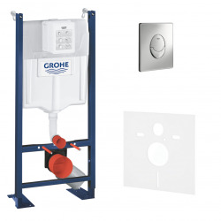 Grohe Pack WC Bâti autoportant Rapid SL avec Plaque Skate Air chromée et Set d'isolation phonique (39145000-2)