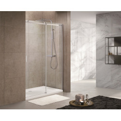 Swiss Aqua Technologies T-Linea Porte coulissante de douche verre trempé Easy Clean 120x200cm, Ouverture gauche à droite (TLDNEW120P02)