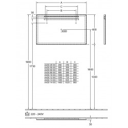 More To See One Miroir mural avec éclairage LED encastré, lumière naturelle, 45x60cm, Classe énergétique A+ (A430A800)