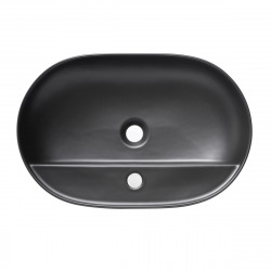 Infinitio Vasque à poser 60x40 cm, sans trop-plein, avec trou pour robinetterie, Noir mat (SATINF6040BKM)