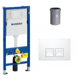 Geberit Ensemble bati-support Geberit Duofix UP100 + reservoir pour WC 112 cm + Plaque DELTA50 + Manchon de raccordement (458.103.00.1-1
