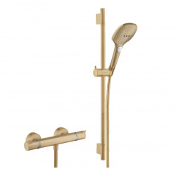 Hansgrohe Set de douche Mitigeur Comfort + Barre Unica 65cm + Douchette 3 jets Raindance 120 Select E, Bronze brossé