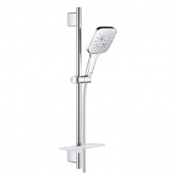 Grohe Rainshower Smartactive 130 Cube Barre de douche 60cm + Flexible 1,75m + Douchette à main 3 jets, Chrome (26584000)