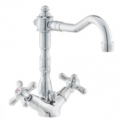 Paffoni Ricordi Mélangeur de lavabo XL avec tirette et bonde, Design vintage, Chrome (IR085)