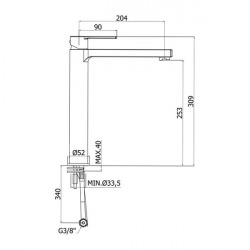 Ringo West Mitigeur XL de lavabo avec mousseur M24x1, Noir mat (RIN081NO)