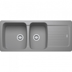 Aveta AVD 621 Evier 116x50cm avec double cuve et égouttoir réversible, Fradura, Gris (AVD621SE)