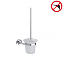 Tesa  Luup Brosse WC en verre avec support mural en métal, Chrome, pose facile sans perçage (40289-00000-00)
