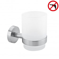 Tesa  Moon Porte-gobelet en acier inoxydable et verre dépoli, pose facile sans perçage (40312-00000-00)
