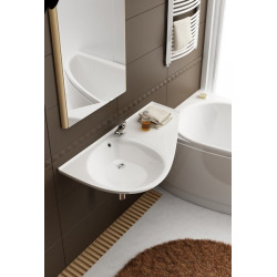 Avocado Comfort Lavabo 85x45cm, style asymétrique gain de place, orientation droite, avec perçage et trop plein XJ1P1100000