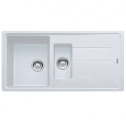 Franke Basis BFG 651 Evier 97x50cm avec vide sauce et égouttoir réversible, Fragranit +, Blanc (BFG651B)