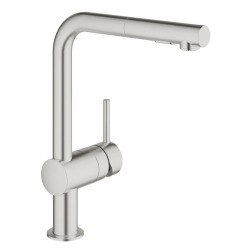 Grohe Minta Mitigeur d’évier avec douchette extractible, Supersteel (G-30274DC0)