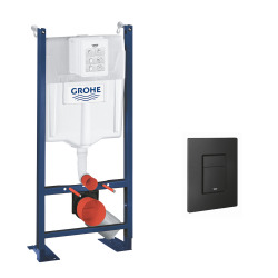  Pack Bâti autoportant Rapid SL + Plaque de commande double touche, Technologie anti-empreintes, Noir mat (39145000-KF0)