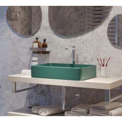  Infinitio Vasque à poser 50 x 40 x 11 cm, sans trop-plein, Vert foncé mat (SATINF5040DGEM)