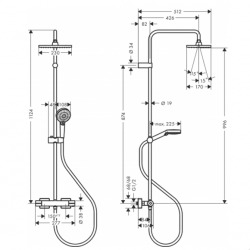  Vernis Shape Colonne de douche 230 1jet EcoSmart 9l/min avec mitigeur thermostatique, Chrome (26097000_hansgrohe)