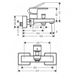 Vernis Shape Mitigeur bain/douche avec cartouche céramique, Chrome (71450000)
