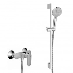 Hansgrohe Vernis Blend Set de douche mitigeur + Douchette à main 2 jets + Barre 65cm, Chrome (71646000-Vernis)