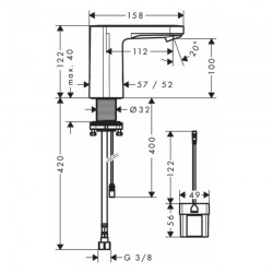  Vernis Blend Mitigeur de lavabo électronique avec pré-réglage de la température ou en eau froide sur batterie (71503000)