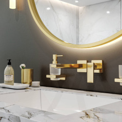 Metropol Mitigeur de lavabo encastré mural, bec 225mm, poignée manette, bonde à écoulement libre, Blanc mat (32526700)