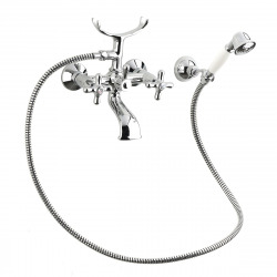 Paffoni Ricordi Mélangeur pour baignoire avec douchette 150mm et support, Chrome et Blanc (IR023)