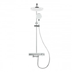Swiss Aqua Technologies Colonne bain/douche avec douchette 3 jets, Mitigeur thermostatique, Barre réglable en hauteur Blanc/Chrome