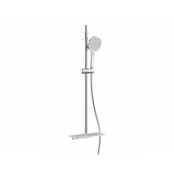 Swiss Aqua Technologies Ensemble de douche avec douchette 3 jets, Barre 93.8cm, Etagère en verre trempé, Chrome/Blanc (SATSSP31)