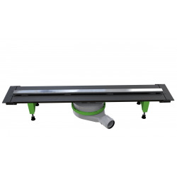  Caniveau douche plein pied à l'italienne, acier inoxydable satiné, pieds de réglage, siphon de sol compris