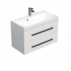  Meuble de salle de bain Naturel Cube Way 80x40 cm blanc brillant (CUBE280ZBL)(CUBE280ZBLBU)