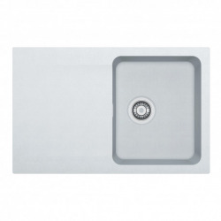 Kit Evier à encastrer Orion en tectonite, 780mmx500mm, Blanc Artic + Mitigeur SAT Semi-Pro, 2 jets (OID611-78B-BSD)