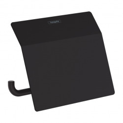 Hansgrohe AddStoris Porte-papier WC mural avec couvercle, Noir mat (41753670)